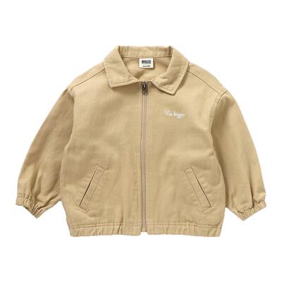 BREEZEsquare儿童美式休闲风夹克简约翻领拉链外套牛仔服J102936