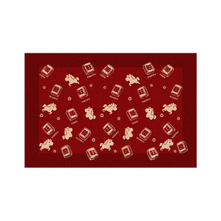 马年喜庆入户门地垫进门口耐脏免洗脚垫可定制红色室内加厚防滑垫