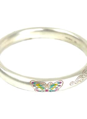 燕归蝶城子新中式蝴蝶足银手镯