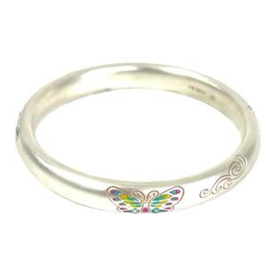 Yangui燕归「蝶城子」国风新中式珐琅彩蝴蝶足银999半实心手镯女