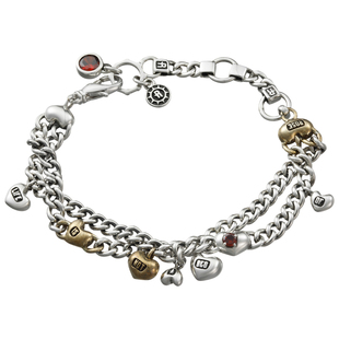 [新年礼物]ROCKRIDE  LUCKY桃心手链 925银小众女款复古情侣新款