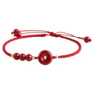 朱砂脚链女2026新款潮足链平安扣手绳转运珠手串正品红绳手链编织