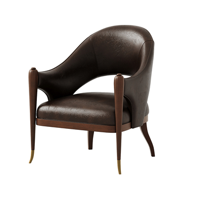 时余埃里希复古油蜡皮沙发实木单人休闲椅美式大户型真皮客厅法式