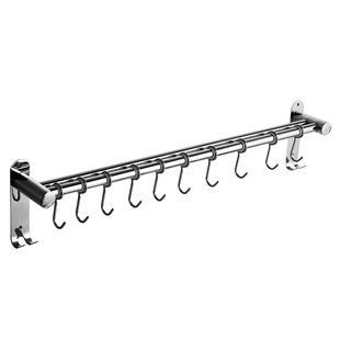 304不锈钢 厨房挂架免打孔挂杆挂钩式挂勺置物架壁挂锅架收纳排钩