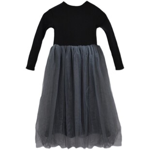 冬季女童加绒连衣裙网纱公主裙儿童加厚蓬蓬纱长裙中大童宝宝裙子