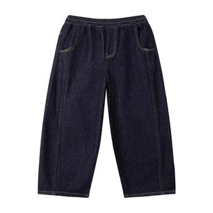 左西女童加绒裤子秋冬款保暖儿童牛仔裤冬装2025新款中大童弯刀裤