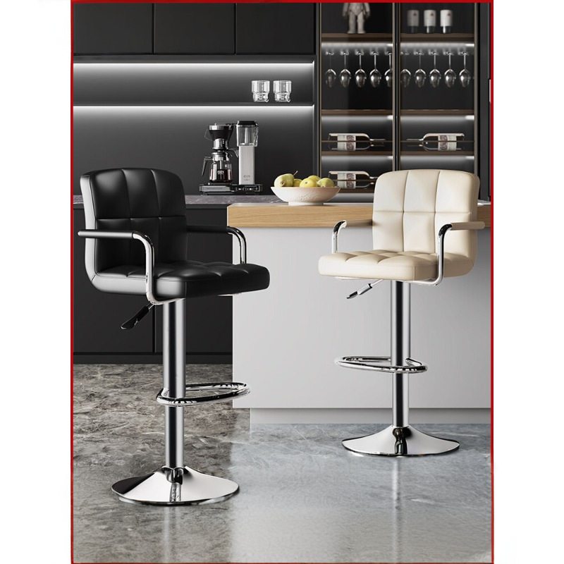 收银台轻奢吧台椅现代脚凳升降椅子家用高靠背椅酒吧简约旋转吧台