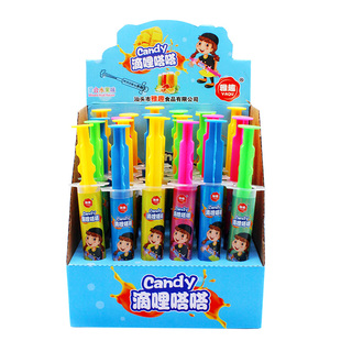 网红休闲零食24支针管造型果酱液体糖儿童糖果盒装趣味果汁拉丝糖