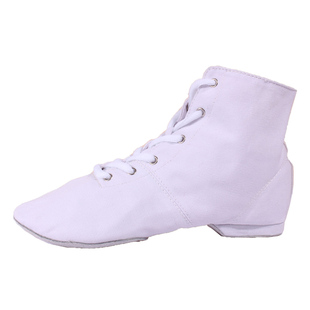 爵士舞鞋靴男女跳舞鞋高帮舞蹈鞋儿童软底白色成人练功鞋帆布防滑