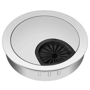 电脑办公桌穿线盒铝合金走线盒桌面封口盖书桌装饰盖圆形毛刷孔盖