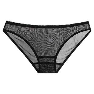 真丝透明内裤女 纯休闲桑蚕丝女士三角裤 低腰网纱性感情调小裤头