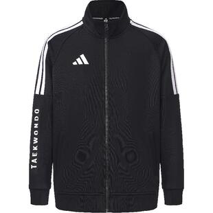 阿迪达斯春秋季外套男女黑色休闲运动新款立领梭织夹克TR30JT-BW