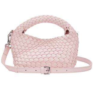热风包包2025年春季新款女士编织小型斜挎手提包粉色手提斜挎小包