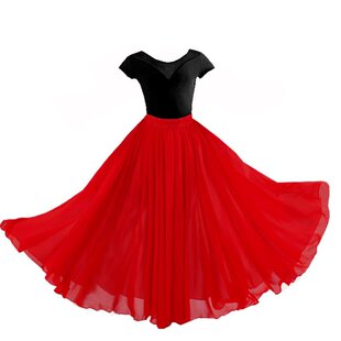 1080度双层天丝飘逸大摆裙中国古典民族舞蹈练功服表演出服装纱裙