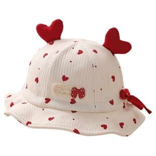 婴儿帽子秋季宝宝渔夫帽可爱女孩遮阳帽春天超萌公主帽洋气保暖帽