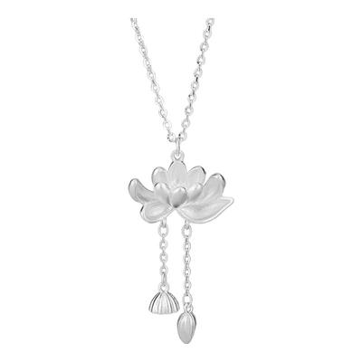 晚舟s999足银两世欢莲花项链女