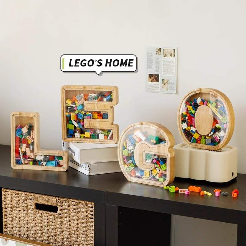 儿童小颗粒积木收纳盒多余 余零件展示架拼装玩具创意桌面字母摆