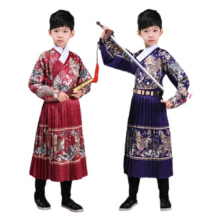 男童汉服外套表演服儿童古风装武侠国庆节锦衣卫蟒袍明制交领唐装
