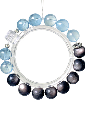 高端无酸洗 天然海蓝宝黑曜石手串女冰川蓝湛蓝水晶手链闺蜜礼物