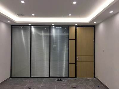 广东办公室玻璃隔断墙铝合金百叶高隔断简约磨砂钢化玻璃隔音隔墙