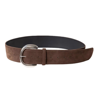 YoRoooi 小众复古y2k辣妹麂皮磨砂宽边腰带银扣腰封搭配叠戴宽版