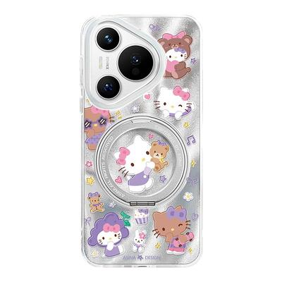 紫色凯蒂适用华为Pura70pro手机壳磁吸pura70支点套新款带支架全包Ho7可爱超薄的p70女高级感软边创意por+