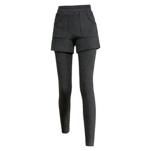 加绒加厚假两件打底裤女高腰纯棉短裤保暖棉裤春秋冬薄款弹力小脚