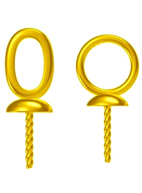 18K真金吊珠盘针盘小花帽子万能吊坠扣头DIY珍珠空托项链配件材料