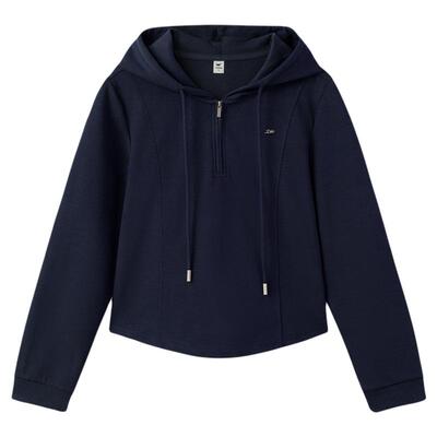 快鱼2026年春季新品女士连帽半拉链T恤美式休闲常规款T恤