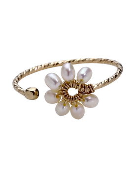 包金天然珍珠开口戒指环关节尾戒