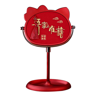 结婚陪嫁化妆镜红色出嫁喜镜流苏款一对结婚专用喜庆陪嫁用品大全