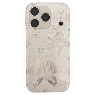 简约白色镂空百合花带链条适用iPhone17手机壳苹果17promax女款13新款15防摔16promax保护套14少女心小众网红