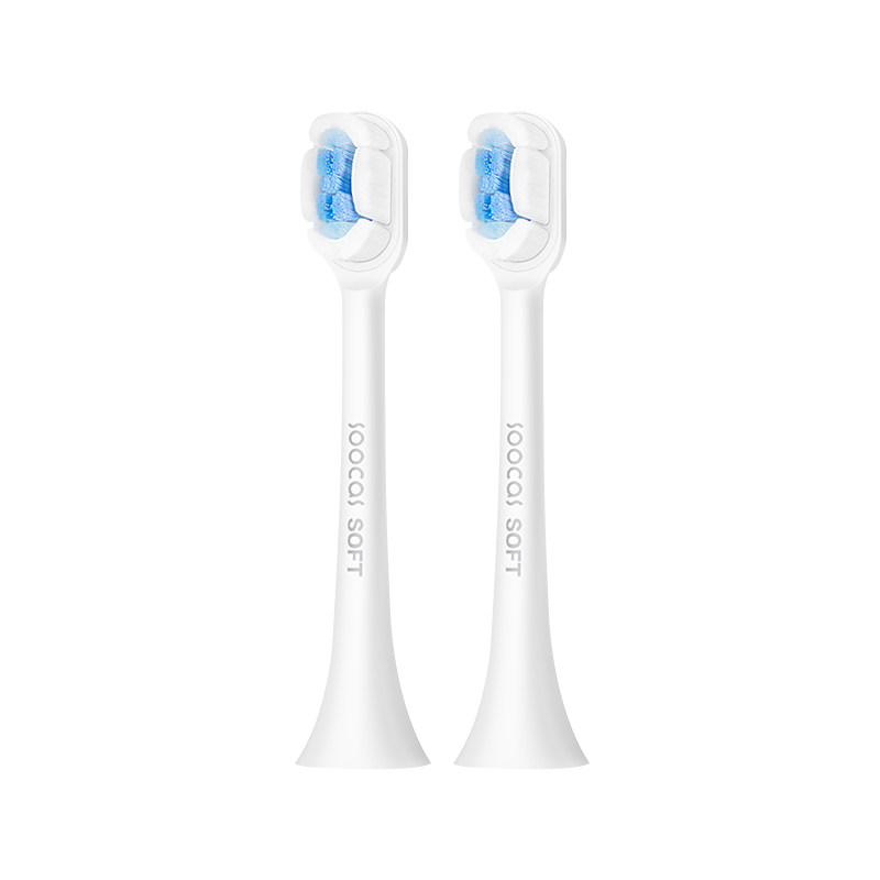 素士牙刷头适X3U X3/X5替换刷头正品云感舒适成人通用白黑色2支装