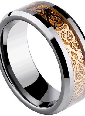 飒雅男士戒指指环霸气龙纹黑色