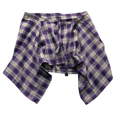 潮牌女款腰带紫色格子屁帘一片式设计风高级感百搭配饰腰封下摆男