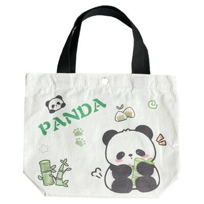 成都文创熊猫基地周边印花帆布袋卡通包礼品袋便当袋手提包纪念品