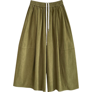 日韩系松弛感灯笼气球山本阔腿裤女秋慵懒风休闲灯芯条绒花苞裙裤