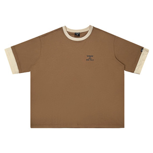 韦恩泽维尔潮牌大码 假两件T恤男夏季宽松圆领短袖纯棉t恤7775