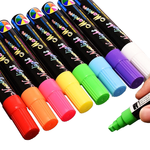 荧光板专用笔荧光笔标记笔LED电子发光小黑板笔白板广告牌可擦夜光水彩笔玻璃POP笔6mm学生用套装写字板水性