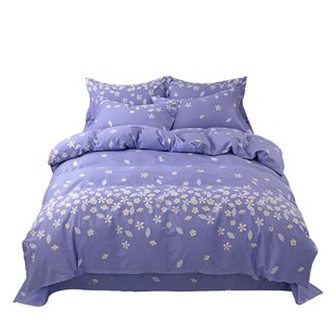 2026款全棉印花浅紫雪青樱花斜纹四件套活性印染纯棉四季床品套件