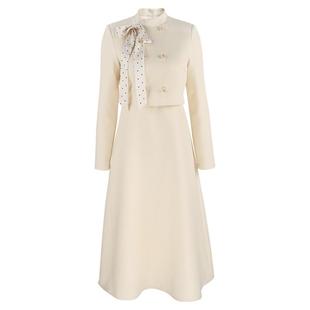 法式气质长袖连衣裙女2025新款冬季款收腰显瘦绝美超好看a字裙子