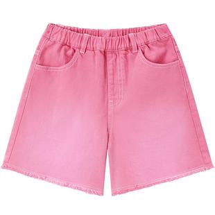 MINIPEACE太平鸟童装女童牛仔短裤多巴胺粉色儿童裤子夏季五分裤