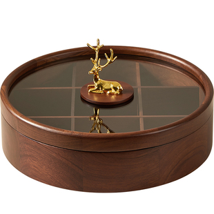 九宫格实木轻奢过年干果盘家用客厅茶几坚果糖果盒新年零食收纳盒