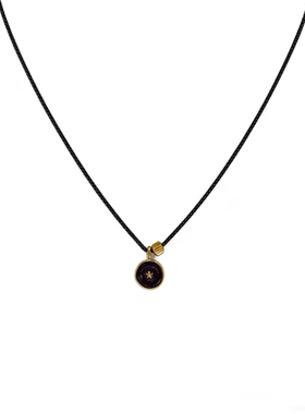 男生黑色星星圆牌不规则项链