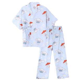 tutuanna家居服套装睡衣女夏 三丽鸥家族印花短袖甚平长款睡裙女