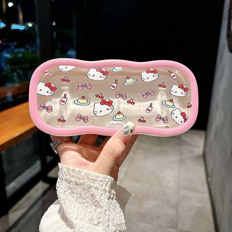凯蒂猫可爱的眼镜盒便携式在学生卡通磁性抗压抗摔透明太阳镜存储