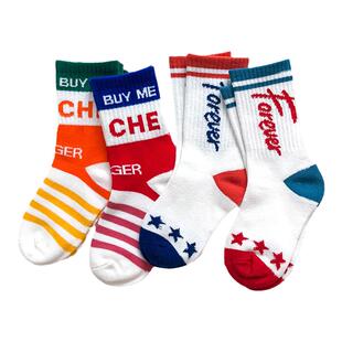 宝宝袜子春秋纯棉女童中筒袜夏季潮牌嘻哈男童可爱超萌袜儿童潮袜