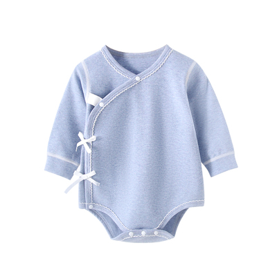 柠檬爬爬婴儿包屁衣宝宝春秋装新生儿长袖睡衣和尚服哈衣花纹锦簇