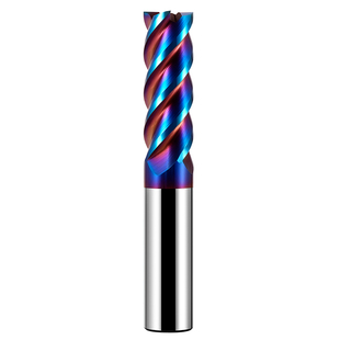 鲨鱼65度合金4刃纳米蓝涂层高硬不锈钢淬火钢专用钨钢立铣刀加长