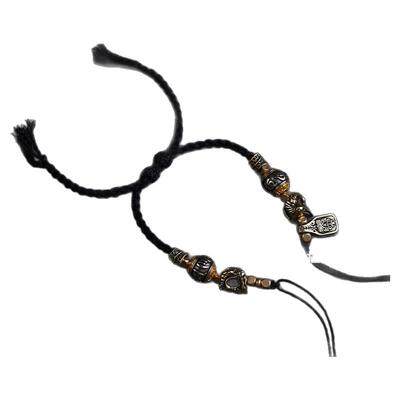 藏式纯手工编织九眼天珠手绳可串珠平安扣转运珠扎基拉姆男款